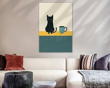 Minimalistische katten- en koffieliefhebbers van Poster Art Shop