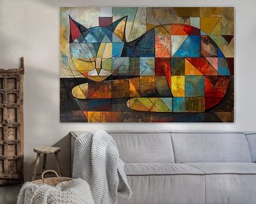 Kubistische kat van Poster Art Shop