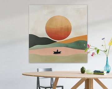 Landschap bij zonsondergang van Poster Art Shop