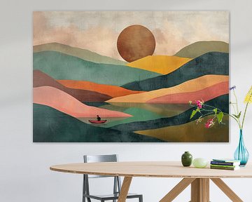 Landschap bij zonsondergang van Poster Art Shop