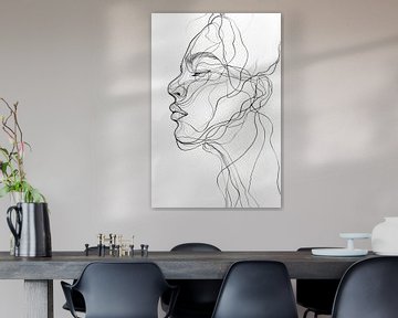 Portret van een vrouw in lijntekeningen van Poster Art Shop