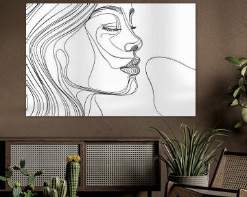 Portret van een vrouw in lijntekeningen van Poster Art Shop