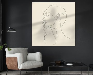 Portret van een vrouw in lijntekeningen van Poster Art Shop
