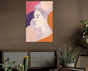 Portrait of a woman in line art by Poster Art Shop