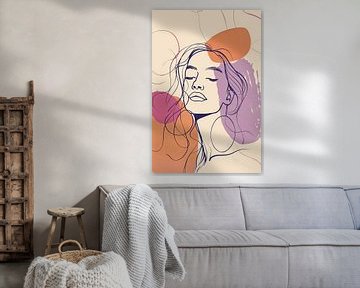 Portret van een vrouw in lijntekeningen van Poster Art Shop