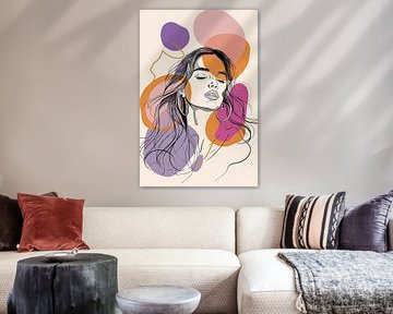 Portrait of a woman in line art by Poster Art Shop