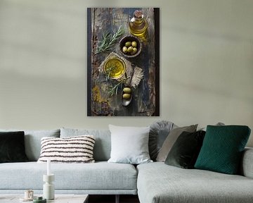 Olijven en olijfolie stilleven van Poster Art Shop