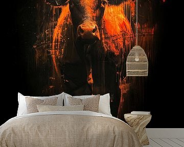 Schilderij Stier Rood van Kunst Kriebels