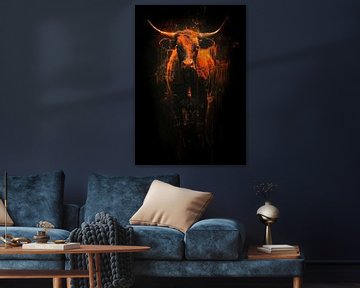 Schilderij Stier Rood van Kunst Kriebels
