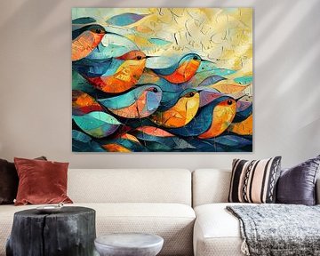 Vogels van Abstract Schilderij