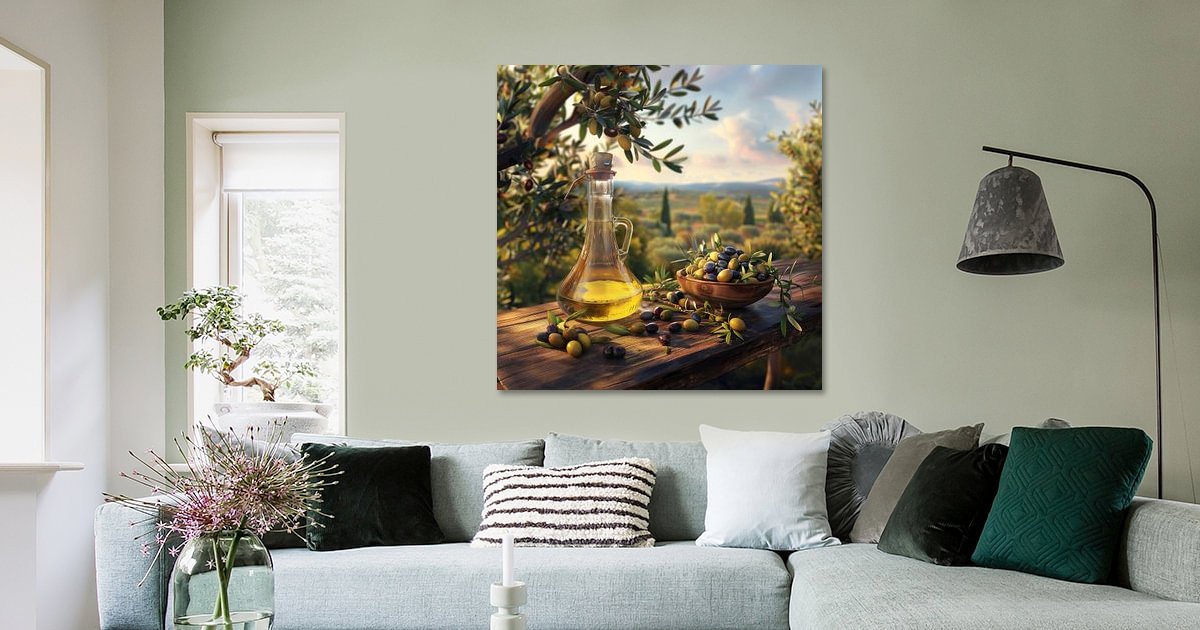 Yotree Gemälde 'Blauer Wald' – 60x120 Cm, Handgemaltes 3D-Ölgemälde Auf Leinwand, Mit Holzrahmen, Aufhängfertig