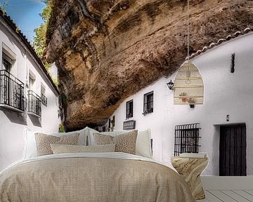 White mountain village with house in the rocks in Andalusia / Spain by Voss photography