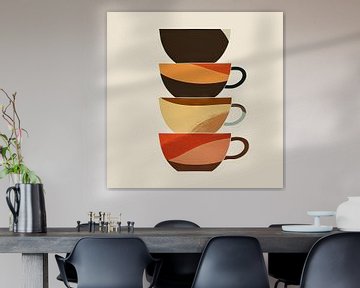 Abstracte koffiekopjes van Poster Art Shop