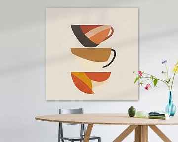 Abstracte koffiekopjes van Poster Art Shop