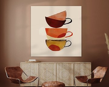 Abstracte koffiekopjes van Poster Art Shop