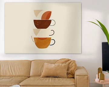 Abstracte koffiekopjes van Poster Art Shop