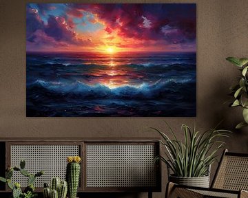 Painting Sunset | Painting Setting Sun by AiArtLand