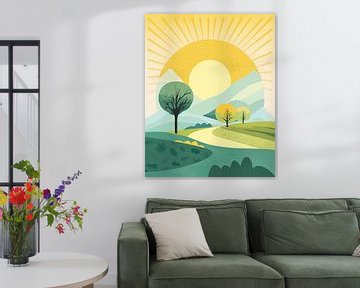 Drie bomen in de zon minimalistisch landschap van Tanja Udelhofen