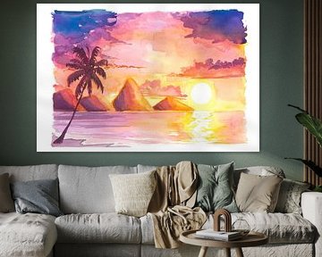 Faszinierende Pitons Saint Lucia in goldener Sonnenuntergangsschönheit