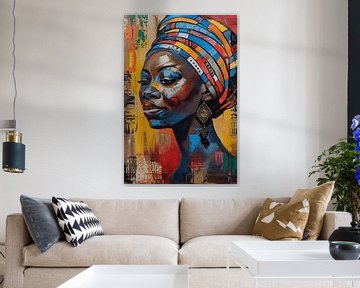 Abstract and colourful portrait of a woman of colour variation 3 by Steinfox Art