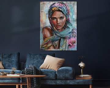 Colourful portrait of a young woman