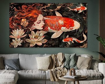 A fish, woman and flowers by TheXclusive Art