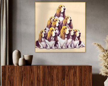 Pyramid of basset hounds