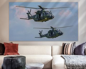 Twee NH-90 helikopters van de Bundeswehr. van Jaap van den Berg