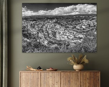 White mountain village Setinal de las Bodegas in Andalusia in black and white by Manfred Voss, Black-White Photography