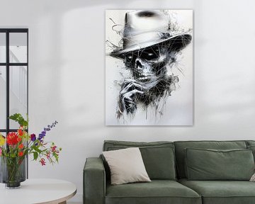 Skull met hoed modern en abstract van Shine by Nous