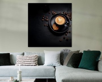 Espresso koffie met een koekje en koffiebonen van TheXclusive Art