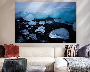Icebergs on black beach by Prachtt