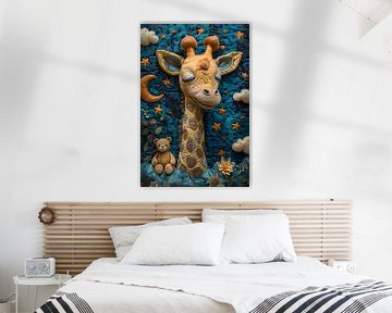 Kinderkamer Schilderij | Schilderij Giraffe | Schilderij Kinderkamer van AiArtLand