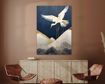 Vogel Abstract Goud Decor van Morgan