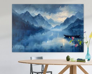 Schilderij Blauw | Schilderij Landschap | Water Schilderij van AiArtLand