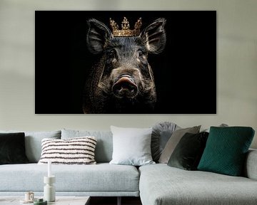 Wild zwijn koning met kroon panorama van TheXclusive Art
