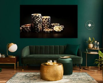 Gouden poker chips panorama van TheXclusive Art