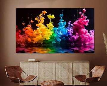Tinte im Wasser buntes schwarzes Panorama von TheXclusive Art