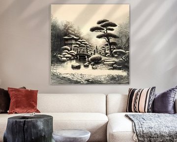 Bridge and Japanese garden 2 by Hey Art!