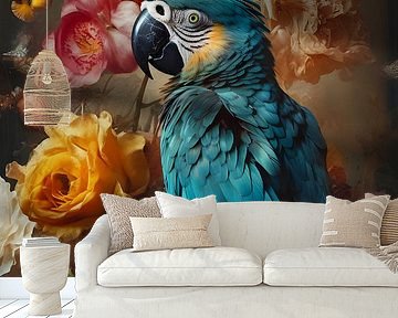 Parrot among the Flowers by But First Framing
