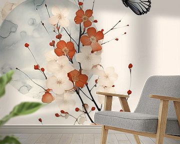 Japandi, Blüte und Schmetterling