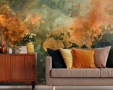 Earthy World Map - Abstract Wall Art