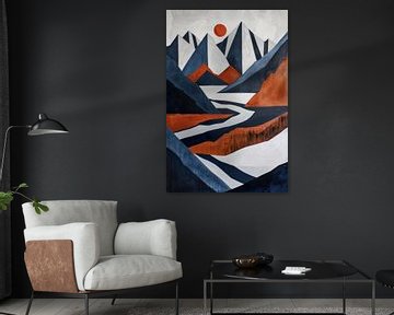 Abstract Berglandschap in Koele en Warme Tinten van Whale & Sons