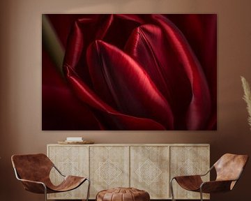 Close-up of red flower in dark background