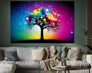 Kleurrijke boom in regenboog van Art & Soul Creations