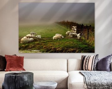 Sheep in the fog by John Leeninga