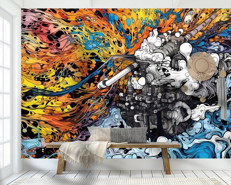 Voorbeeld van het werk in een kamer