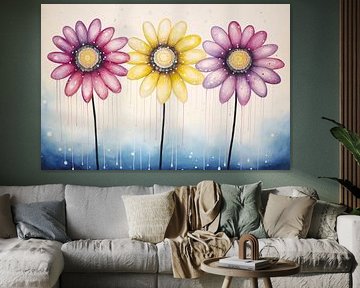 Blue flowers on white background