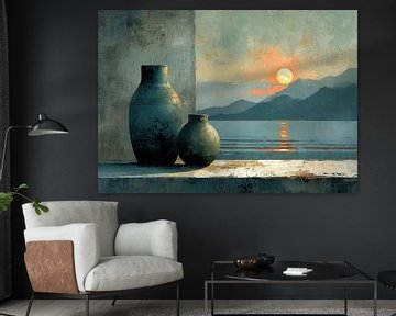 Japandi Zonsondergang | Sunset Serenity Vase van Kunst Kriebels