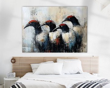 Vogeltje Schilderij | Woonkamer van Abstract Schilderij